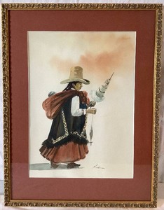 Peruvian Watercolor by Artist Kuhn