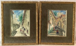 Two Mendez Watercolor Peruvian Paintings