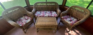 4 Piece Bourbon Wicker Porch Set