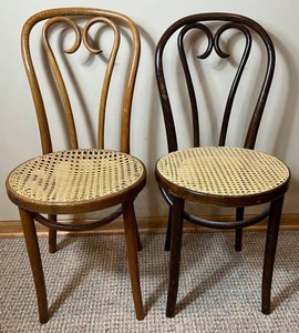 Two Vintage Bentwood Cane Bistro Chairs