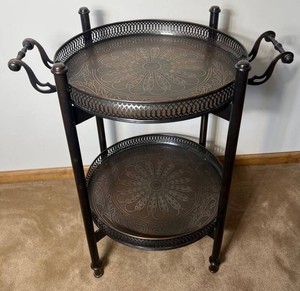 Original Regency Verdigris Brass Two-Tier Butlers Tray -Theodore Alexander by Sita Narda