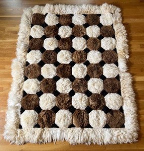 Alpaca Fleece Stitched Throw Rug