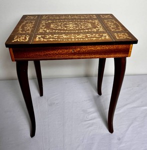 Vintage Italian Inlaid Music Box Table