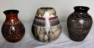 Three Etched Vases from Around the World