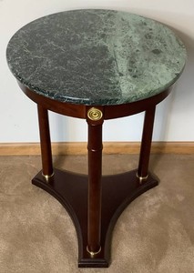Neoclassical Style Green Marble-Top Round End Table