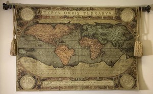 LARGE Wall Size 6ft (74 x 51) Typus Orbis Terrarum Tapestry with Hanging Rod - 88W Rod