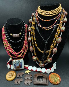 Collection of Boho Style Necklaces, Pins and More