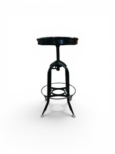 Industrial Metal Bar Stool Featuring an Adjustable Height Mechanism