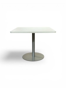 36 Square Dining Table with a Designer White To and a Silver Base