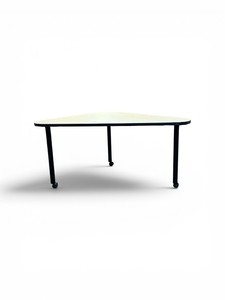 triangular table features a light-colored top with a distinctive black edge Retail $399