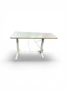 White electric standing desk