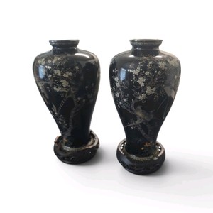 Matching Pair of Silver Wire Cloisonne Vases Valued at $2000 with Paperwork