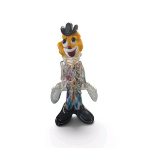 Hand-blown Murano art glass clown figurine made in Italy.