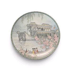 vintage 1988 Imperial Jingdezhen Porcelain collector plate titled The Marble Boat from the Scenes from the Summer Palace series