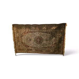 Area Rug Fine Tarriz Silk 3 foot by 5 Foot Hand Knotted