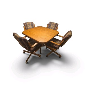 Vintage Dining Set eith 4 Chairs on Wheels