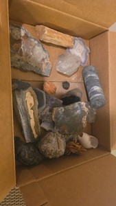 Box of Rare Rocks and Agates and driftwood