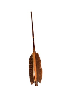 Handcrafted Decorative Arrow with Stone Arrowhead & Feather Fletching  Rustic Display