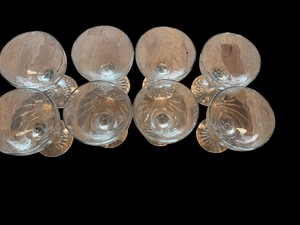 Set of 8 Vintage Etched Grape Sherbet  Champagne Coupe Glasses