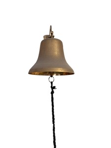 Large Solid Brass Wall-Mount Bell w Rope Pull