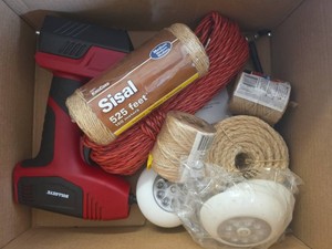 Combo Lot with Air Compressor Hand Tool and new Twine and Portable LED Lights