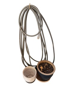 Garden Hose with (2) Ceramic Planters & Saucer