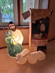 Vintage Empire Christmas Illuminated Shepard and Sheep with Box Blow Mold
