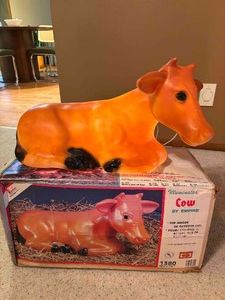 Empire Plastic Blow Mold Illuminated Christmas Cow Oxen with Box (Sold $95 on Ebay)
