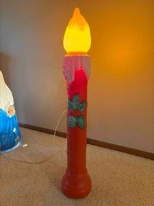 Empire 1980s Plastic Blow Mold Illuminated Christmas Candle 37 Tall