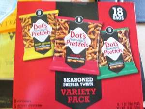 18 single serve assorted Dots pretz...