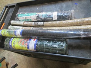 Poultry wire, burlap fabric, pond a...