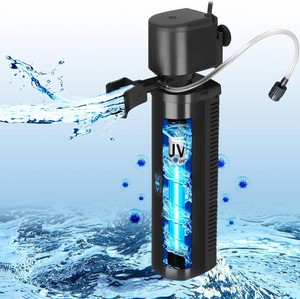 $49 Aquarium Filter for 40-150 Gallon Tank, U-V Fish Tank Green Clean Machine Submersible Powerful Pump Canister Filter 400GPH for Pond Turtle Tank Saltwater Freshwater Crystal Clear Green Killing