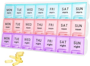 Large Weekly Pill Organizer 3X A Day, Moisture-Proof 7 Day Pill Box  Travel pill cases portable for pills, vitamins, fish oil, and supplements. Medicine organizer for daily use.