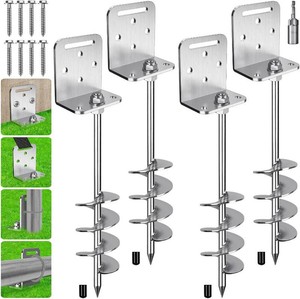 $51 BeneLabel 246 Pack 18 24 Ground Anchors Screw in Shed Anchor with L Bracket Trampoline Anchor Spiral Swingset Anchors for Swing Set, Mobile Home, Fence, Playset, Tent, Canopy, Carport