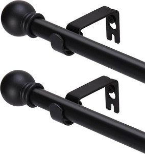 GXOACKJ 2 Pack Black Curtain Rods for windows 32 to 48 inch, 58 inch Splicing Heavy Duty Metal Curtain Rod Set with Brackets