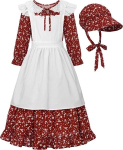 ReliBeauty Pioneer Girl Dress Colonial Prairie Costume