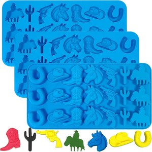 Sidosir 3Pcs Cowboy Chocolate Silicone Molds, Western Theme Cowboy Horse Boots Hat Mold for Baking, Cowboy Gummy Candy Mold for Cupcake Decorations (Cowboy Molds) (missing one)