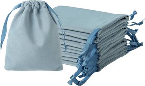 QIANF 12pcs Dusty Blue Velvet Drawstring Bags 3x4 inches Small Velvet Cloth Gift Bags Jewelry Pouches for Storage Wedding Party Favor Christmas