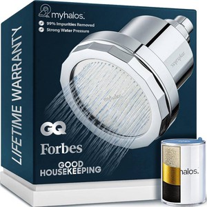 $80 MyHalos  Filtered Shower Head for Hard Water Filter - High Pressure, Removes Chlorine - Shower Head Filter for Hard Water Softener Showerhead, Easy Install, For Hair & Skin, Filtering (Chrome)