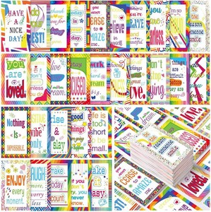 Jinei 300 Inspirational Affirmation Cards Bulk Daily Positive Motivational Gifts Cards Small Mini Encouragement Quotes for Women Coworker Team(Rainbow Style)