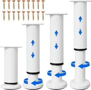 $24 4PCS Adjustable Furniture Couch Cabinet Legs 4.72-7.48 Inch with 18 PCS Screws, Heavy Duty Adjustable Height Replacement Legs for DresserSofaBedChair, Legs for Furniture Set of 4 (White)