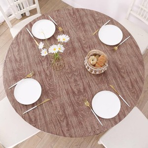 Walrus Round Vinyl Fitted Tablecloth with Flannel Backing Elastic Edge Design Table Cover Waterproof Oil-Proof PVC Table Cloth Stain-Resistant Best for 57-66 Round