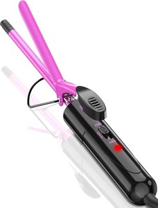 38 Inch Ceramic Small Curling Iron for Short Hair, 9mm Small Curling Wand  with 450 F430 F Dual Heat Settings for Tight Curls, Dual Voltage, Pink