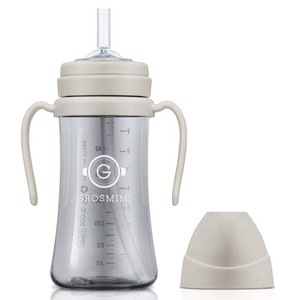 $26 GROSMIMI Baby Straw Cup, Spill-Proof PPSU Sippy Cup with Rotating Handles for Babies & Toddlers 6 Months, Silicone Straw, BPA-Free, Stage 1, 10oz300ml (Beige)