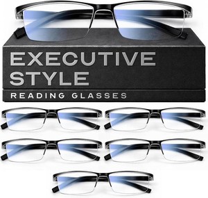 Gaoye Executive Style Reading Glasses Men - Durable Readers with Blue Light Filtering- Comfortable Fit with TR90 Frames