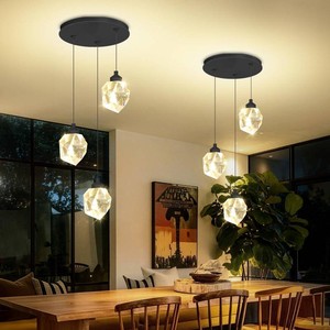 $119 Black Pendant Light Dimmable LED 3-Light Modern Pendant Light Kitchen Island Dining Room Bar (see photos for damage)