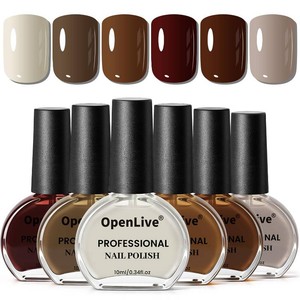 OpenLive 10ml Chocolate Brown Nail Polish Set 6 Colors Fall Winter Mocha Quick Dry Nail Polish Non Gel for Women Girls Gift