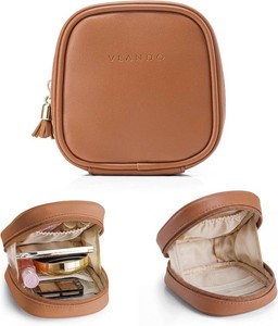 VLANDO Small Make up Bag,Mini Water-Resistant Pouch with Pockets  Stores Lipstick,Small Toiletries,Gift for Women,Ideal for Purse,Commute,Travel