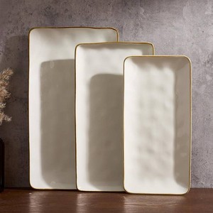 $64 Famiware Serving Platter, Rectangular 15.6714.112.6inch Serving Dishes for Entertaining, Microwave Dishwasher Safe, Stoneware Serving Trays for Party, Turkey, Cheese, Ocean Series, Vanilla White