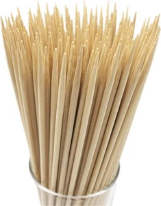 HOPELF 12 Natural Bamboo Skewers for BBQ Appetiser Fruit Cocktail Kabob Chocolate Fountain Grilling Barbecue Kitchen Crafting and Party.  4mm, More Size Choices 6810141630(100 PCS)